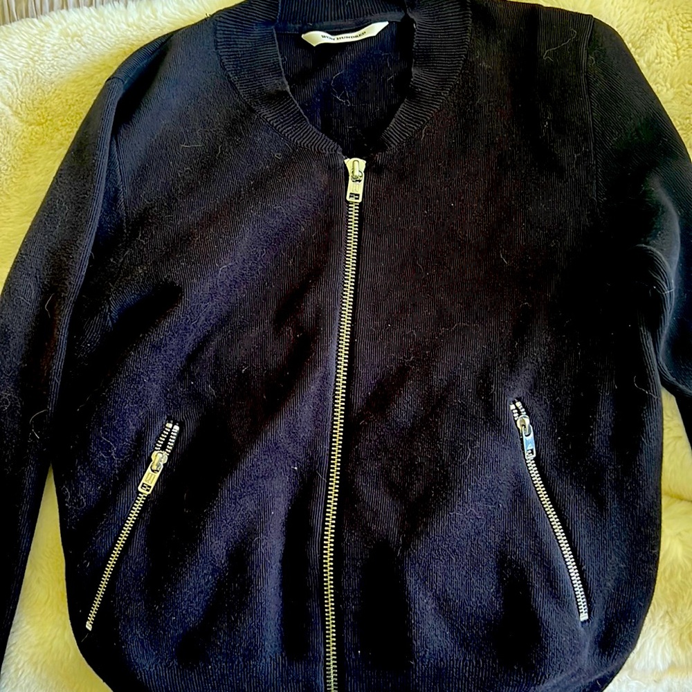 Heavy cotton knit cardigan silver hardware pristine M